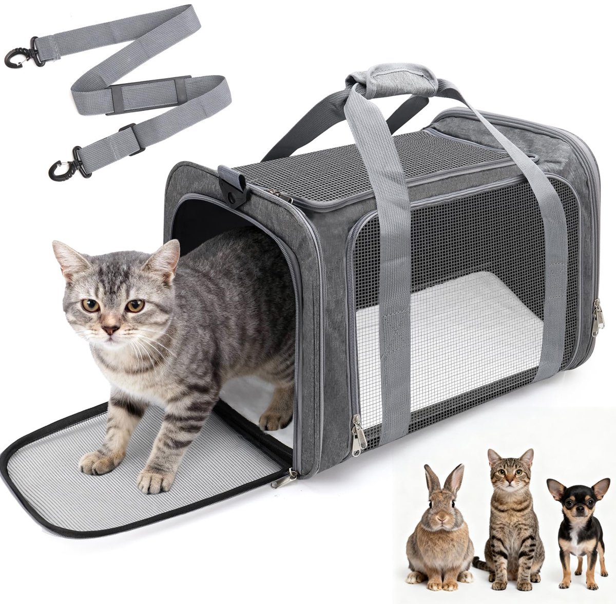 SnelShoppen - Opvouwbare Transporttas voor Katten en Honden - Hondentransportbox tot 5 kg met Schouderriem - Ideaal voor Kittens, Puppy’s en Kleine Hu