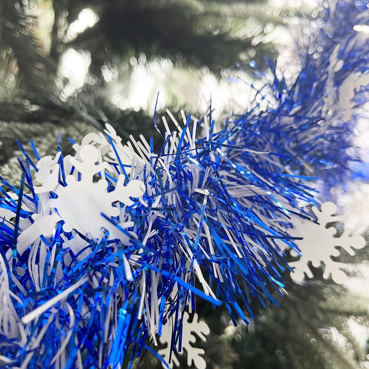 Dailygoods - Koningsblauwe Kerst Sneeuwvlok Klatergoud Slinger - 10m Decoratie voor Feestdagen