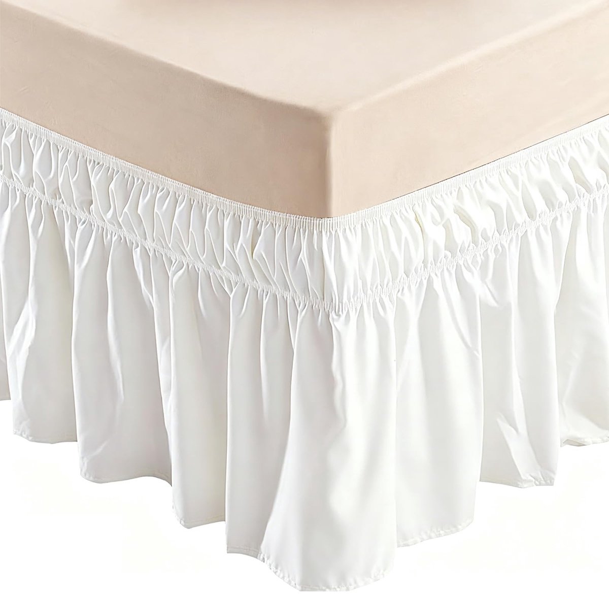 Dailygoods- Bedrok 140 x 200 cm - Elastisch Beddengoed - Microvezel - Wit - Bedvolant - Bescherming tegen Stof