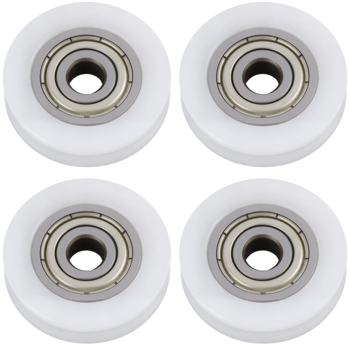 Dailygoods- U-groefwielen 4 Stuks - Ronde Nylon Schijven - Glijlagers - Afmetingen 5 x 24 x 6 mm - Temperatuurbestendig - Ideaal voor Badkamerschuifdeuren/Ramen - Schuifwielen