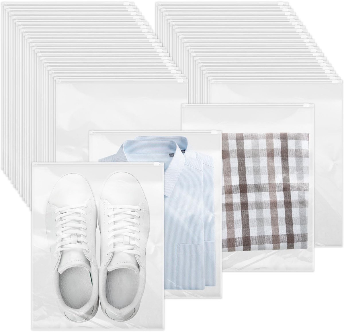 Dailygoods - Set van 50 Herbruikbare Zak met Ritssluiting - Waterdicht voor Kleding en Cosmetica