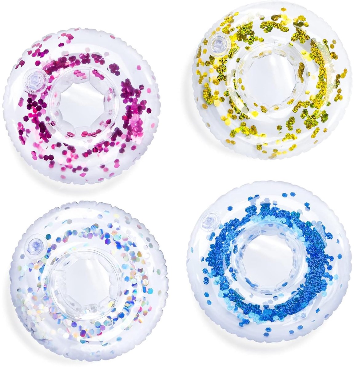 Dailygoods - Opblaasbare drankhouder 4 stuks - Transparante bekerhouders voor zwembadfeesten