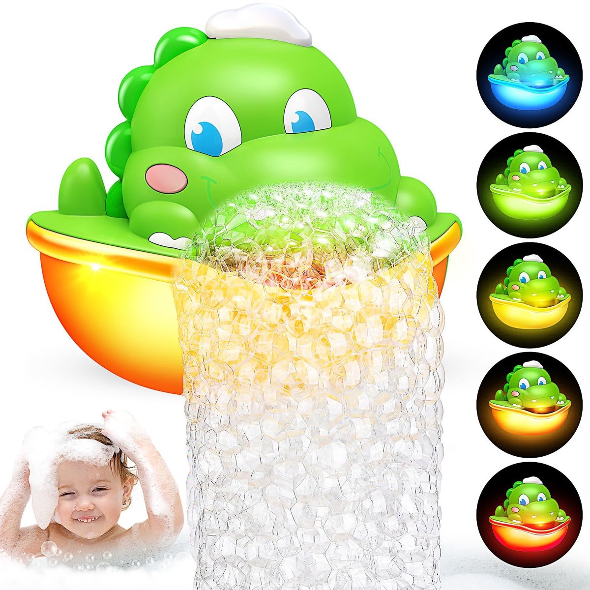 Dailygoods - Dino Bad Speelgoed met Zeepbellen - Badderplezier voor Kinderen van 1-4 Jaar