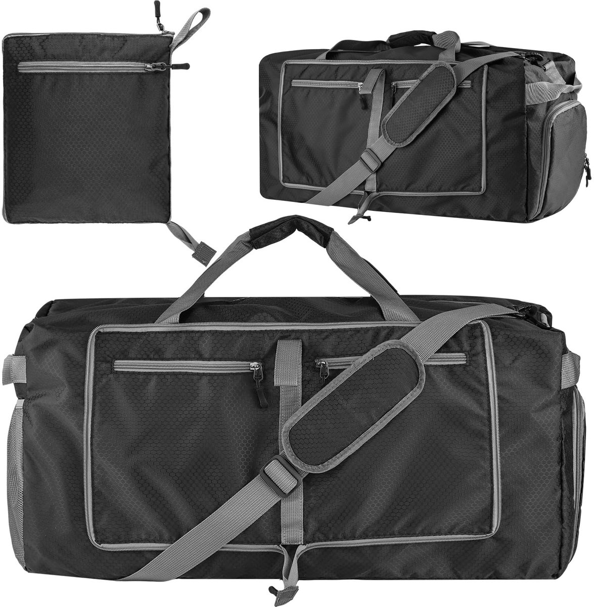 Dailygoods - 60L Opvouwbare Plunjezak met Schoenenvak, Lichtgewicht en Waterbestendig