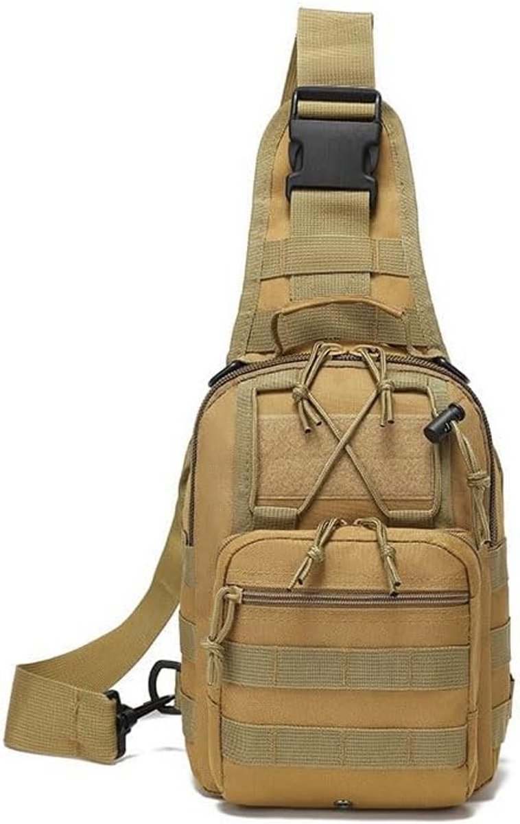 VHV-Schoudertas voor Dames en Heren - Stijlvolle Crossbody Tas en Borsttas - Lichtgewicht en Multifunctionele Sporttas voor Outdoor en Reizen - Kaki