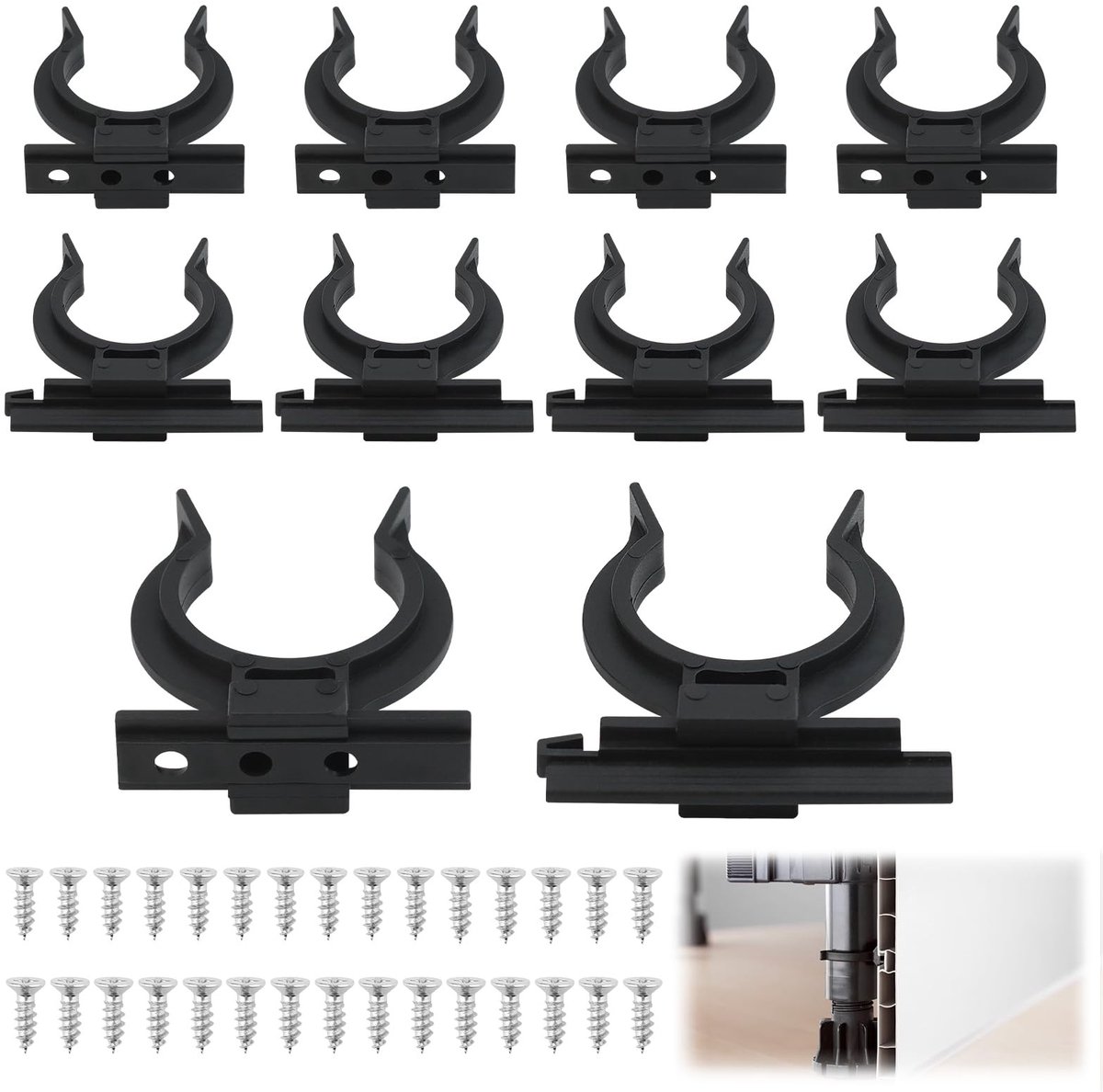 Dailygoods- Plintclips 10 Stuks - Bevestigingsclips Auto - Kunststof - Schroeven 30 x M3 x 20 - Verstelbare Clips - Hoogwaardige Materialen