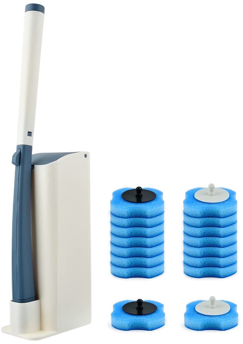 Dailygoods - Wegwerp Toiletborstel Set Met Houder - 17 Stuks voor Badkamer Schoonmaak