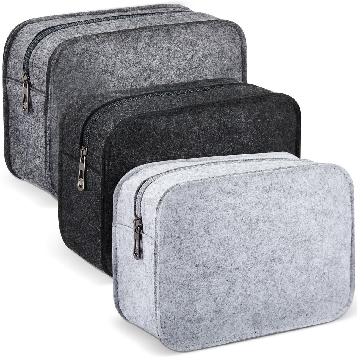 Dailygoods - Set van 3 Vilt Cosmetic Bags - Multifunctionele Reistas