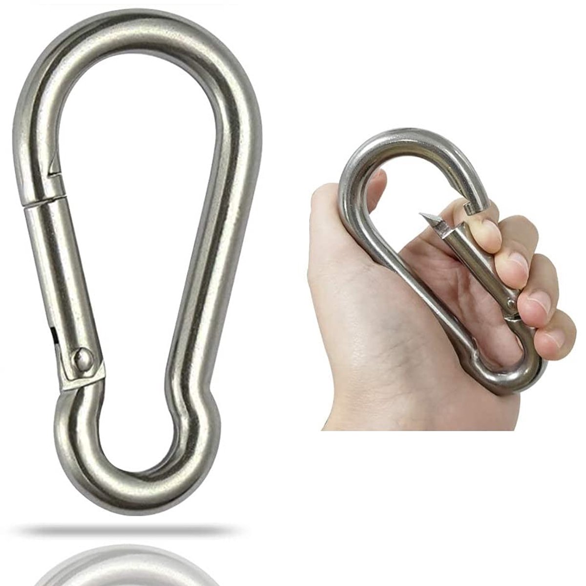 SnelShoppen - 2 Stks Grote Roestvrij Stalen Spring Snap Hook Karabijnhaak, Heavy Duty Clip voor Outdoor, Camping, Tuin en Recreatie