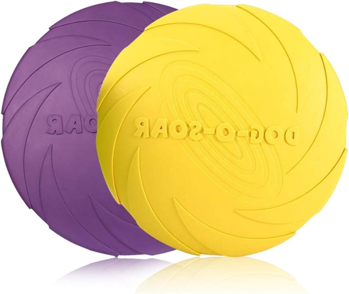 Hond Frisbee - Vliegende Schijf Hondenspeelgoed - Actief Spelen Buiten - Zacht Natuurlijk Rubber - ø 15 cm - Geel Paars