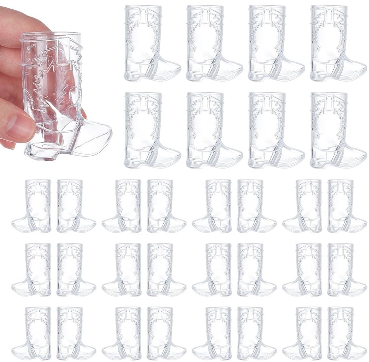 Dailygoods - 40 Stuks Doorzichtige Cowboylaars Shotglazen - Herbruikbare Decoratie voor Bruiloften
