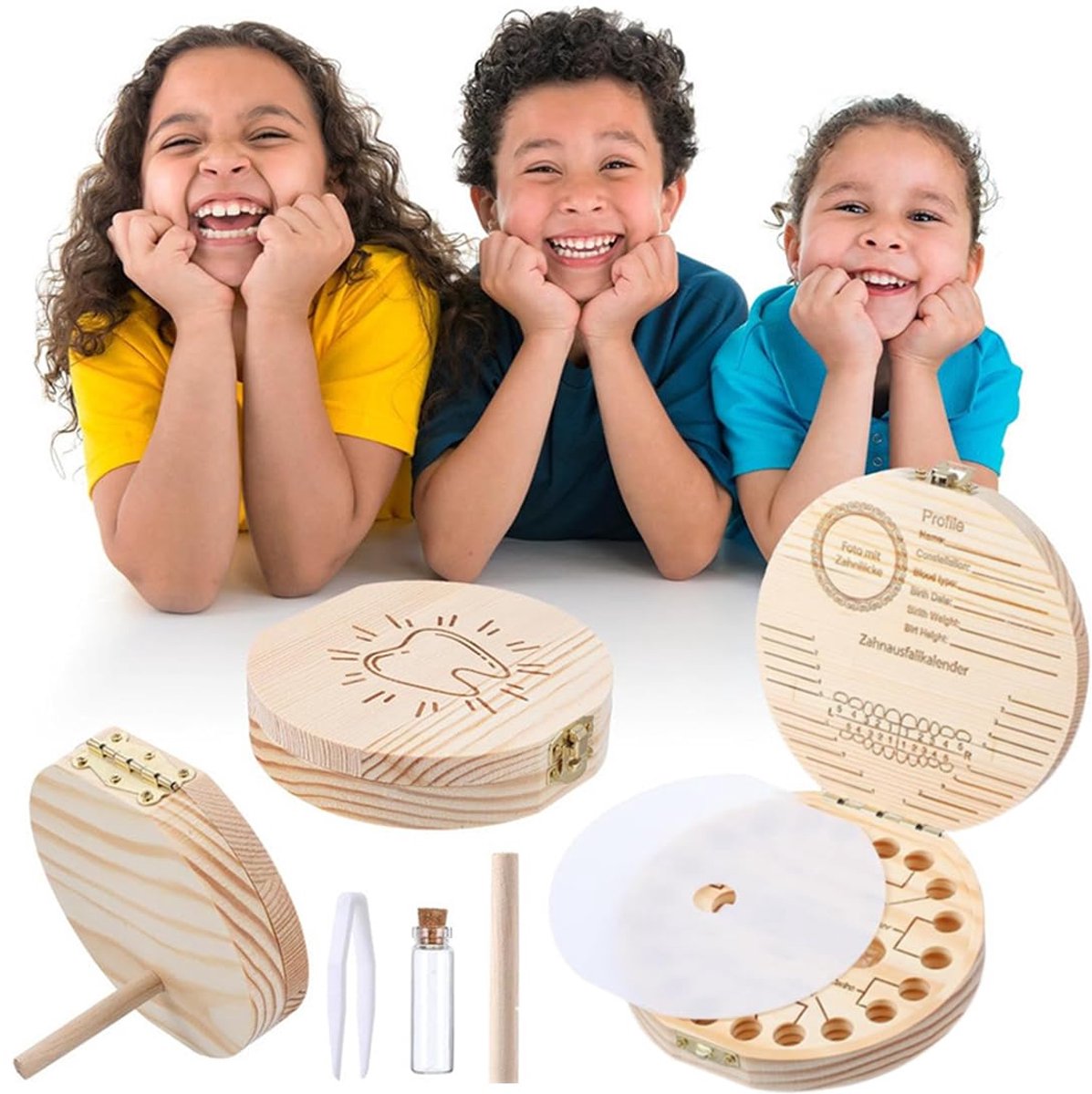Dailygoods - Houten Melktandendoos - Handgemaakte Herinneringsdoos voor Kinderen