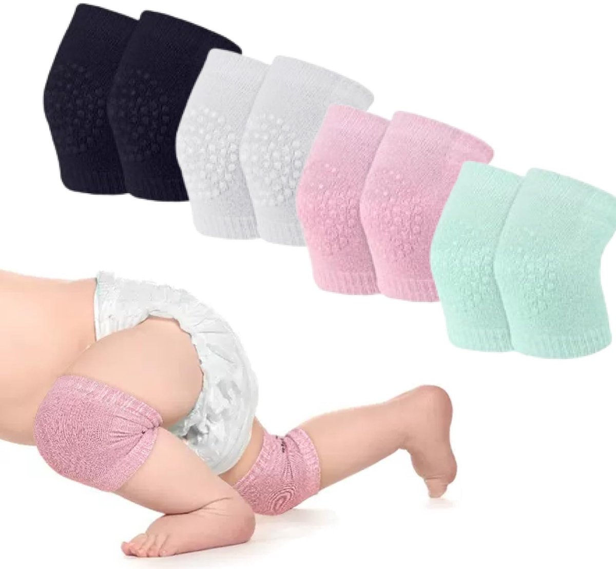 Dailygoods - Set van 4 Kniebeschermers voor Baby's - Ademend en Comfortabel voor Kruipende Baby's