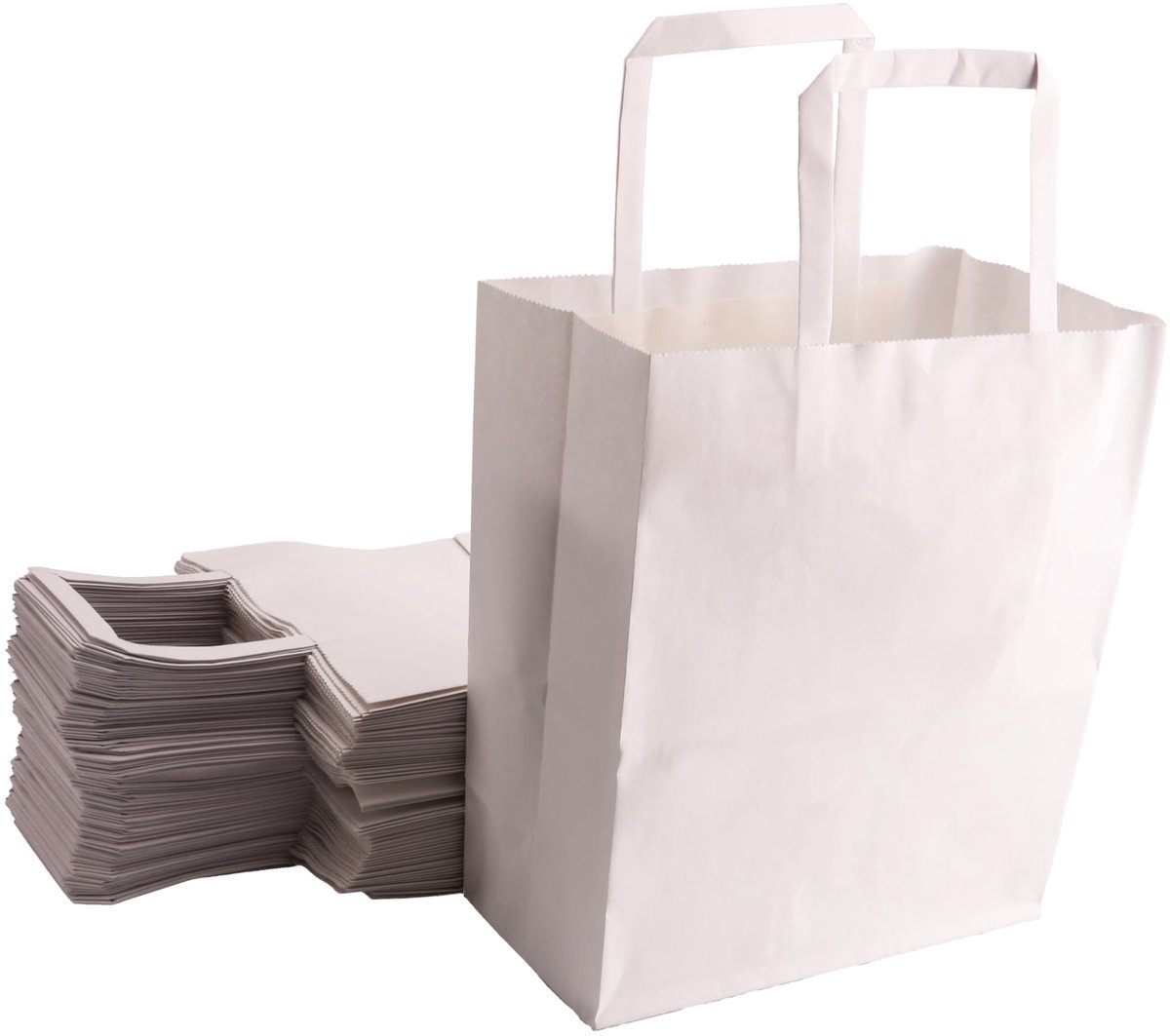 Dailygoods - 50 Witte Boodschappentassen van Kraftpapier - Solide Geschenktassen voor Feesten