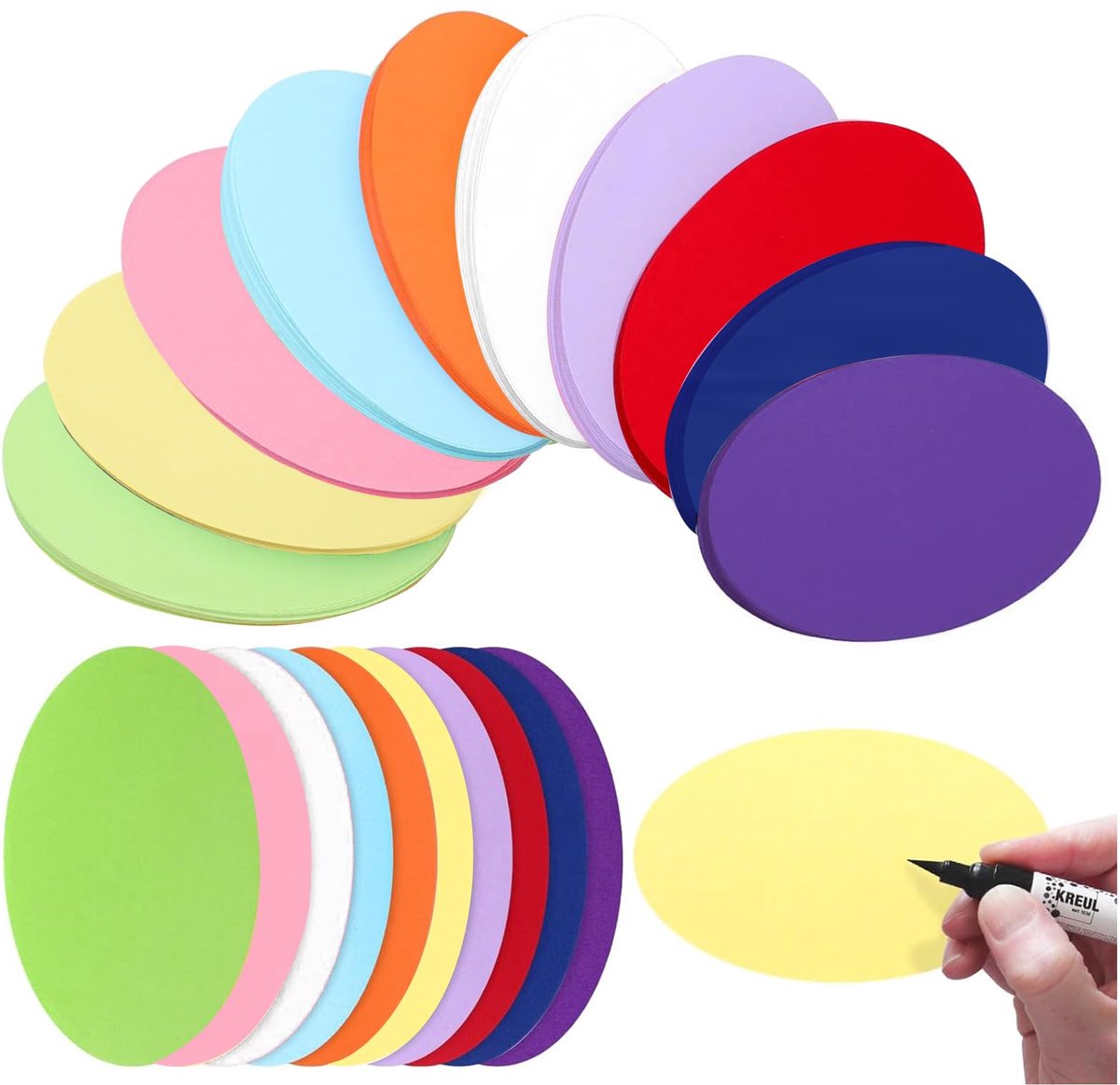 Dailygoods - Set van 500 Kleurrijke Presentatiekaarten - Ovalen Vorm voor Diverse Toepassingen
