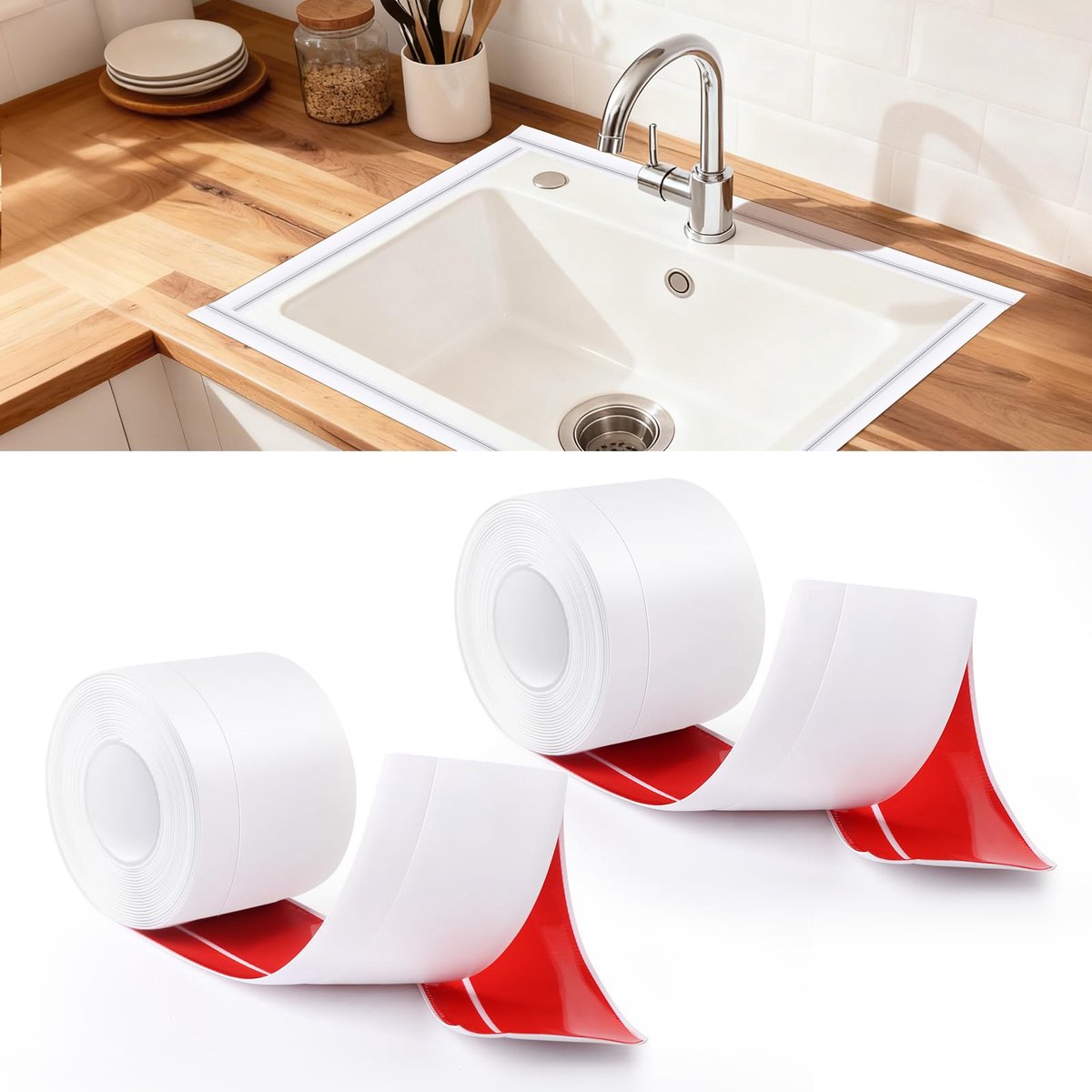 Dailygoods - Zelfklevende PVC-Plinten 5 m, 2 stuks - Waterdichte Afdichting voor Keuken en Badkamer