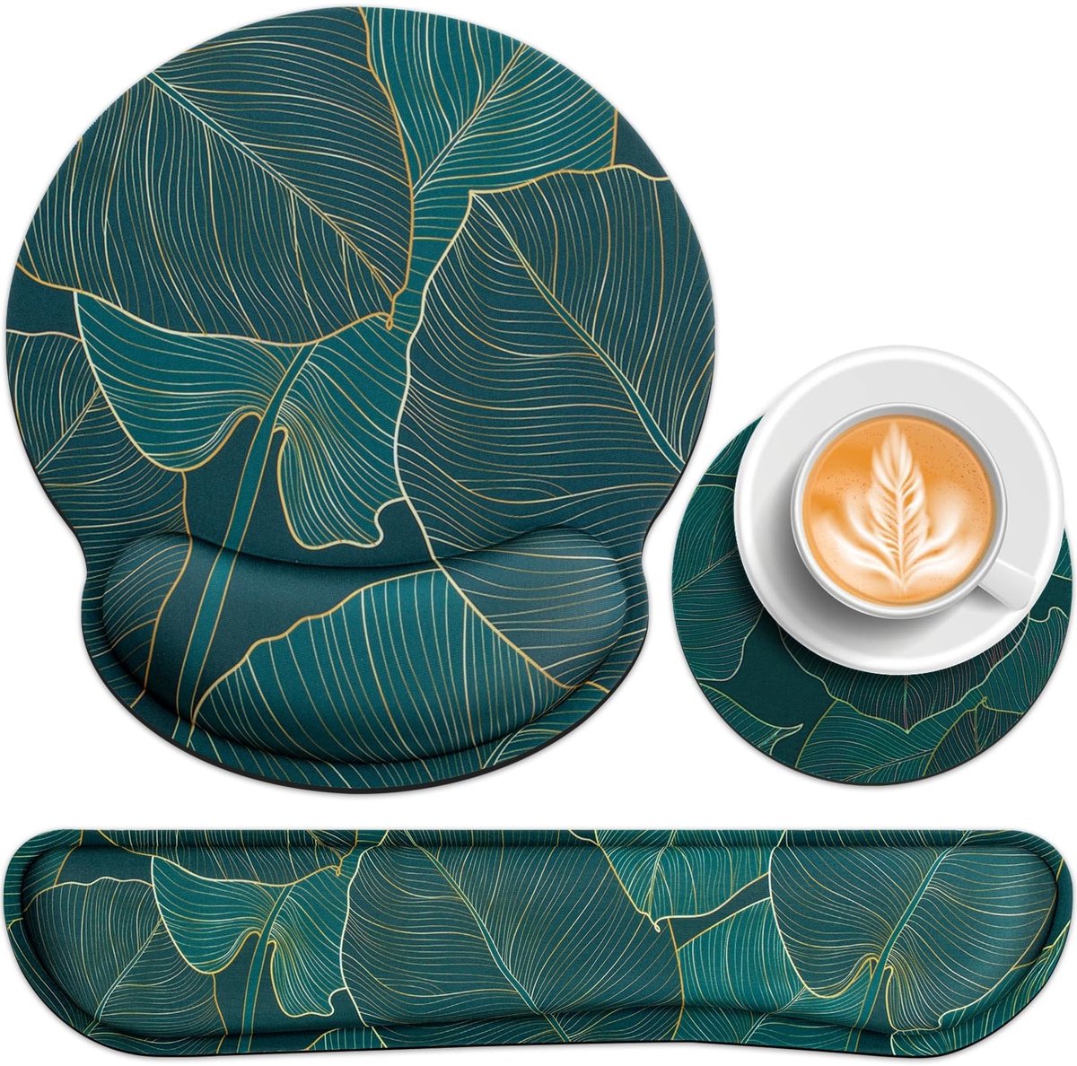 Dailygoods - 3-in-1 Muismat Set - Toetsenbord + Palmsteun + Kopjespad - Ergonomisch voor Thuis en Kantoor