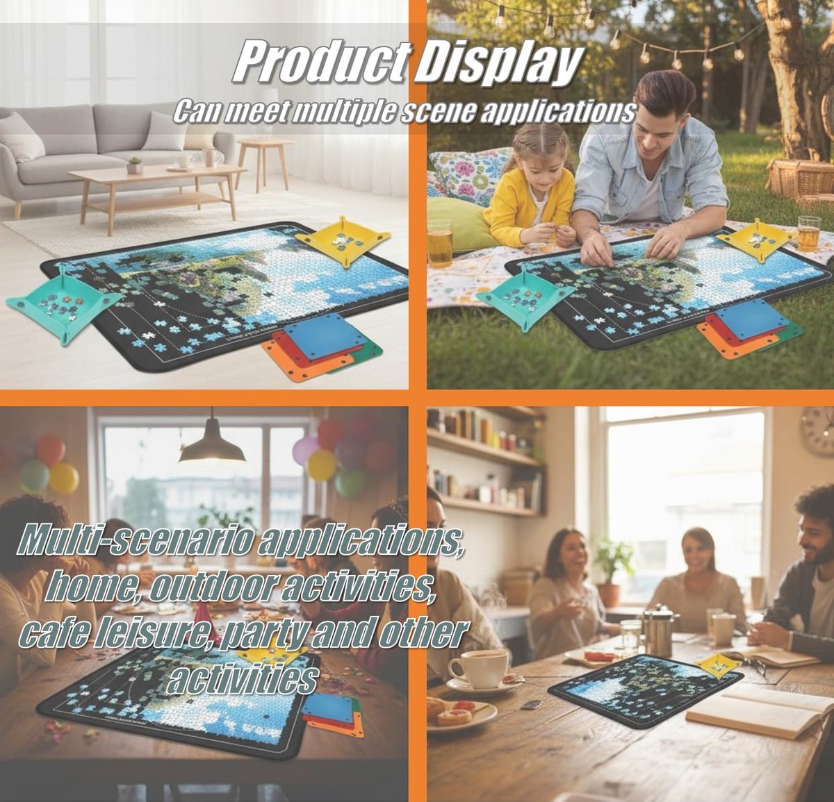 SnelShoppen - Kantelbare Puzzelbord met 2-in-1 Standaard en Hoes, Lichtgewicht Vilten Puzzeltafel voor 1000 Stuks, Inclusief 6 Sorteerbakken, Draagbar