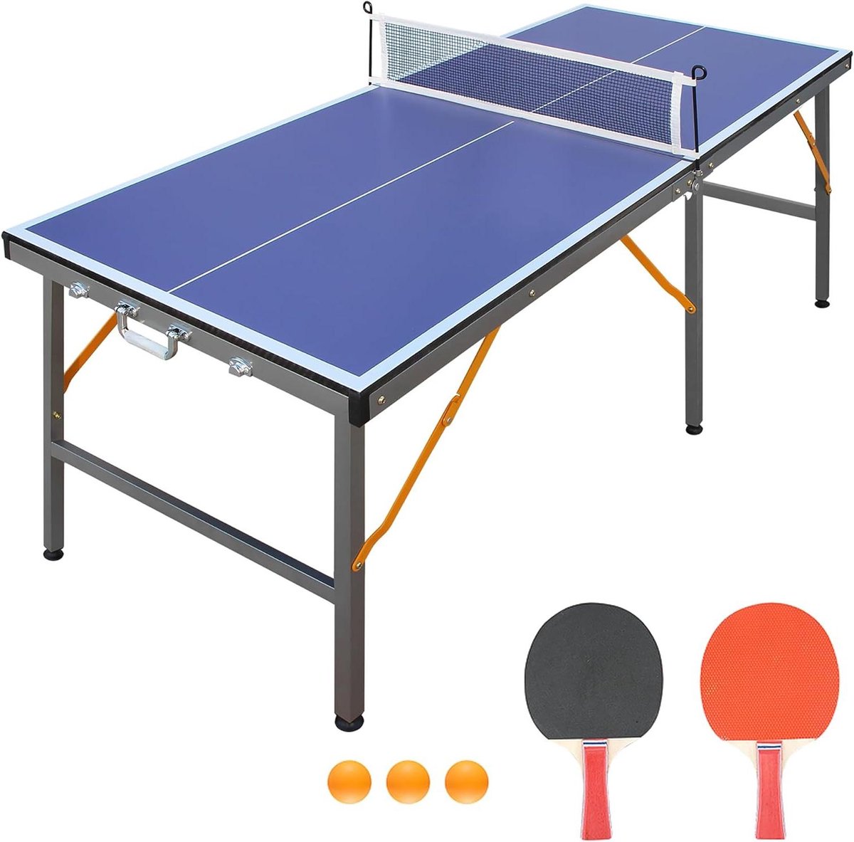 Tafeltennistafel Inklapbaar - Pingpong Tafel - Familie Vrije Tijd - Complete Set - 152 cm - Blauw