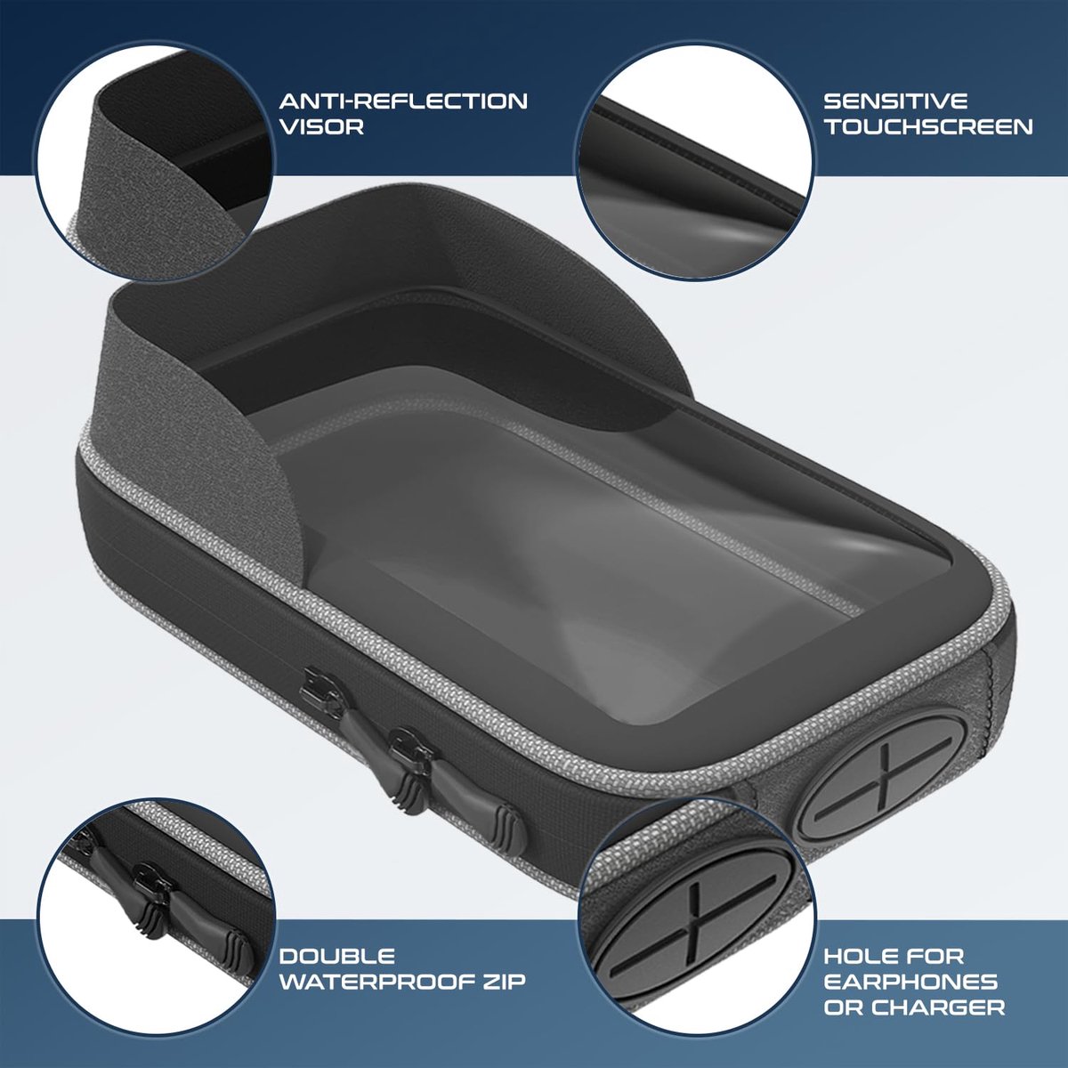 SnelShoppen - Fietstas voor het frame met smartphonehouder tot 7,5 inch, waterdicht en ergonomisch ontwerp voor mountainbike en stadsfiets, eenvoudige