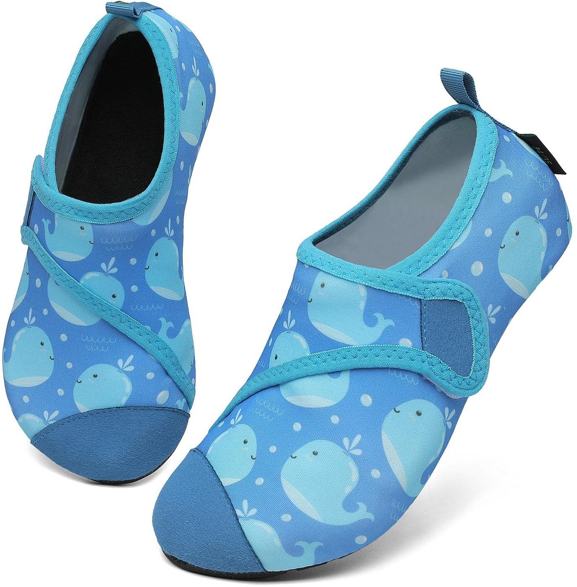 SnelShoppen - Badschoenen voor Kinderen, Waterschoenen Meisjes & Jongens, Zwemschoenen Kleine Blauwe Vinvis, Maat 36/37 EU, Ideaal voor Strand & Zwemb