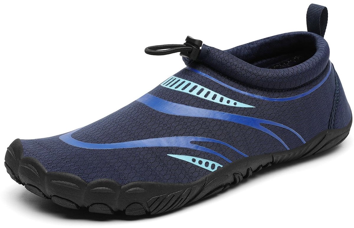 SnelShoppen - Uniseks Badschoenen - Ademend Mesh Waterschoenen - Sneldrogend Aqua Schoenen - Zomer - Maat 36-46 - Donkerblauw - Ideaal voor Strand, Zw