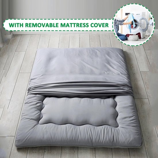 Opvouwbare Matras - Japanse Vloermatras - Comfortabel Slapen - Extra Dikke Vulling - 90x200cm - Grijs — afbeelding 3