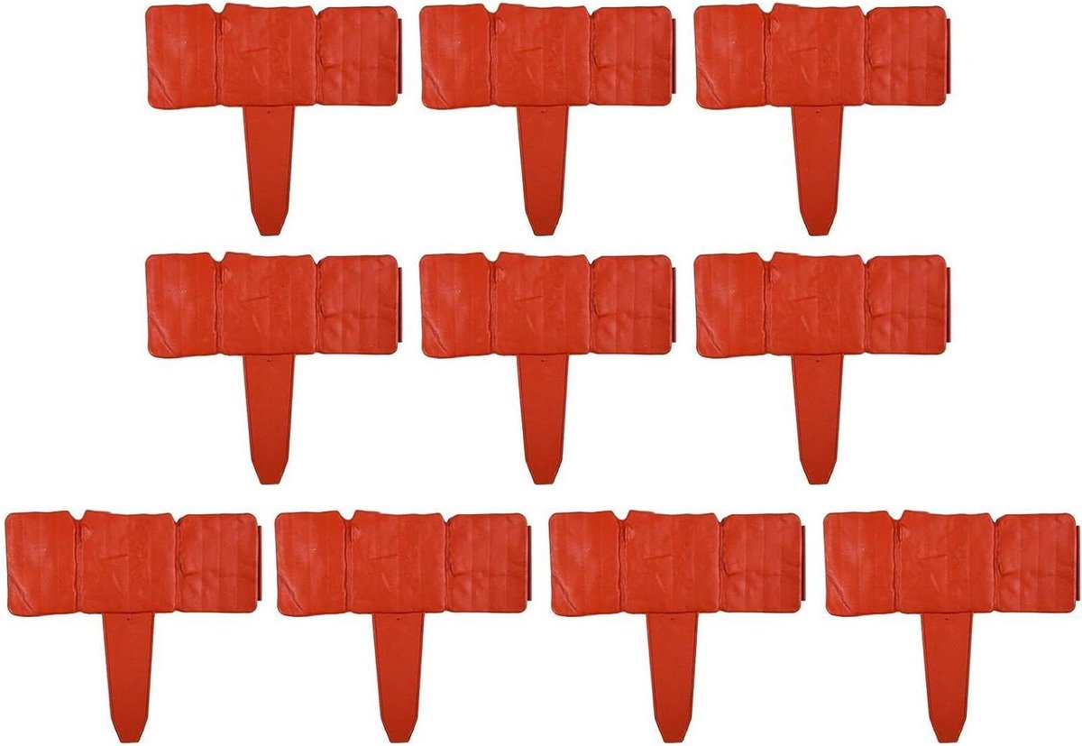 Kunststenen Borderrand - Tuinrand Landschapsafscheiding - Tuin Organiseren - In elkaar grijpende panelen - 10 stuks - Rood