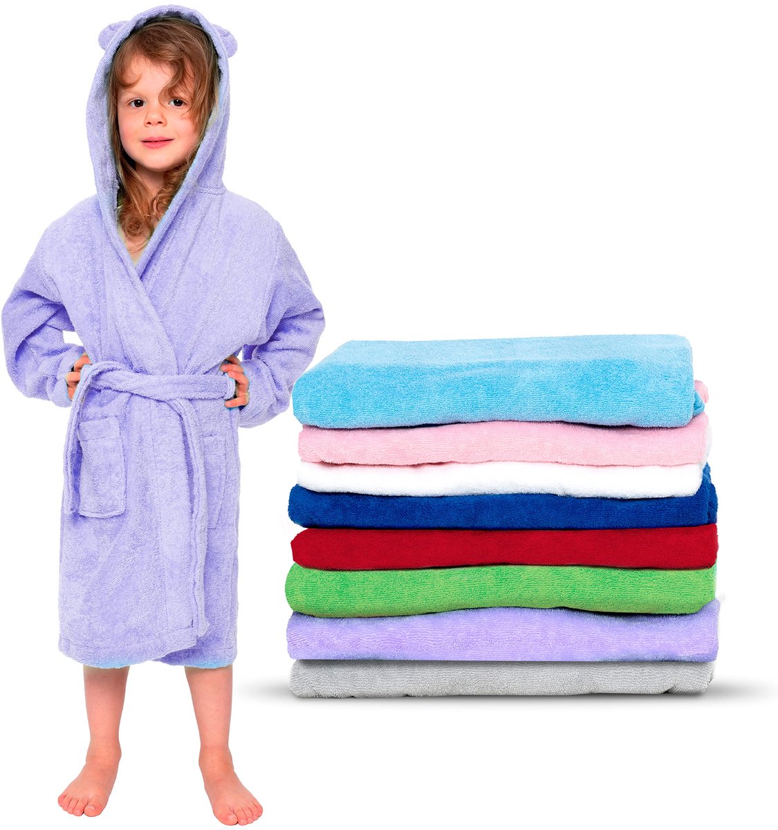 SnelShoppen - Badjas Kinderen Zacht en Donzig - Microvezel 100% Polyester - OEKO-TEX® Gecertificeerd - Ideaal voor Thuis, Feest en Na het Zwemmen