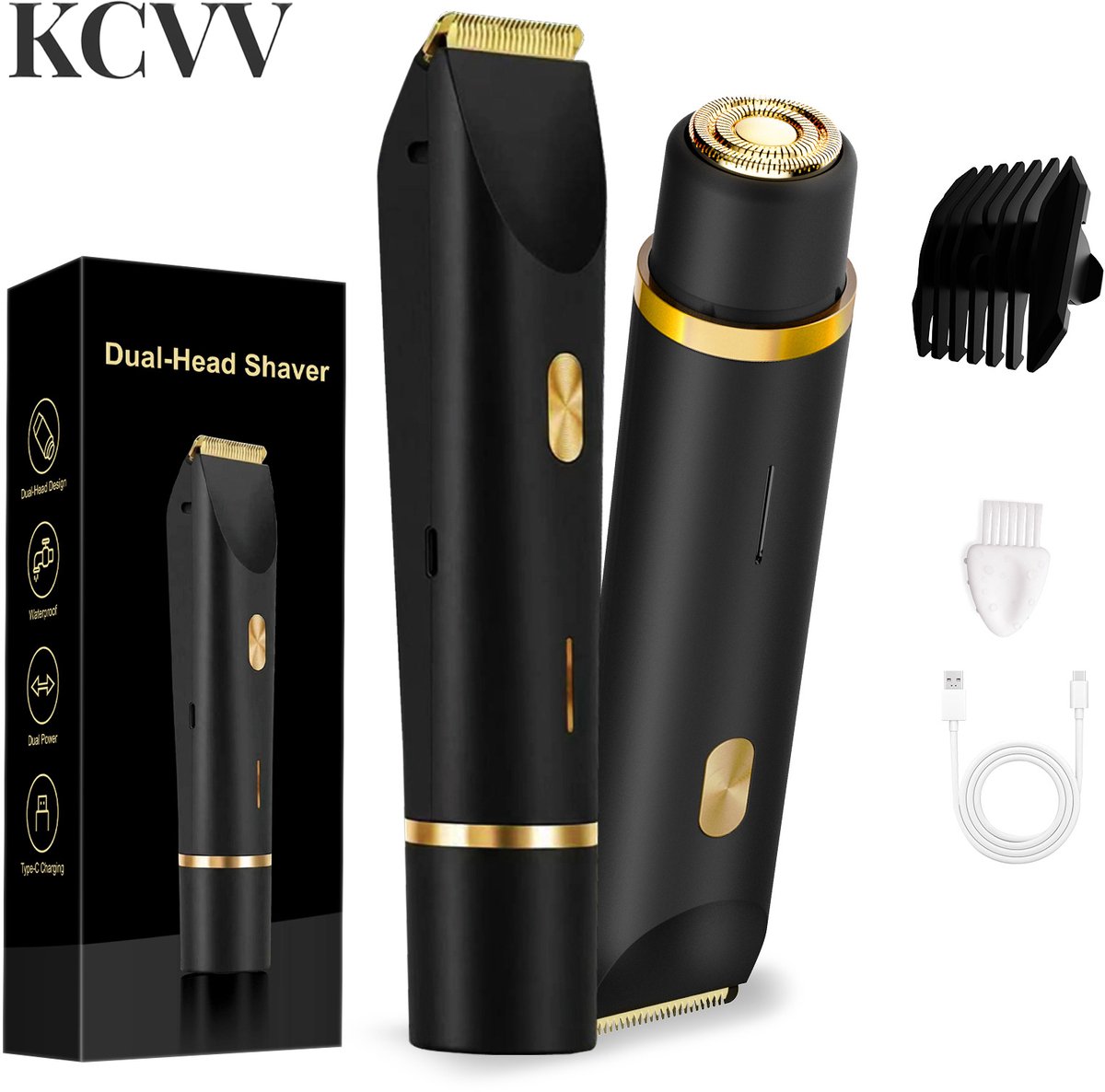 Scheerapparaat vrouw-scheerapparaat dames-ladyshave-Bikini trimmer voor dames - 2-in-1 elektrisch scheerapparaat voor vrouwen - Bikini scheerapparaat - 120 minuten draadloos gebruik - zwart - 15x3,7 cm