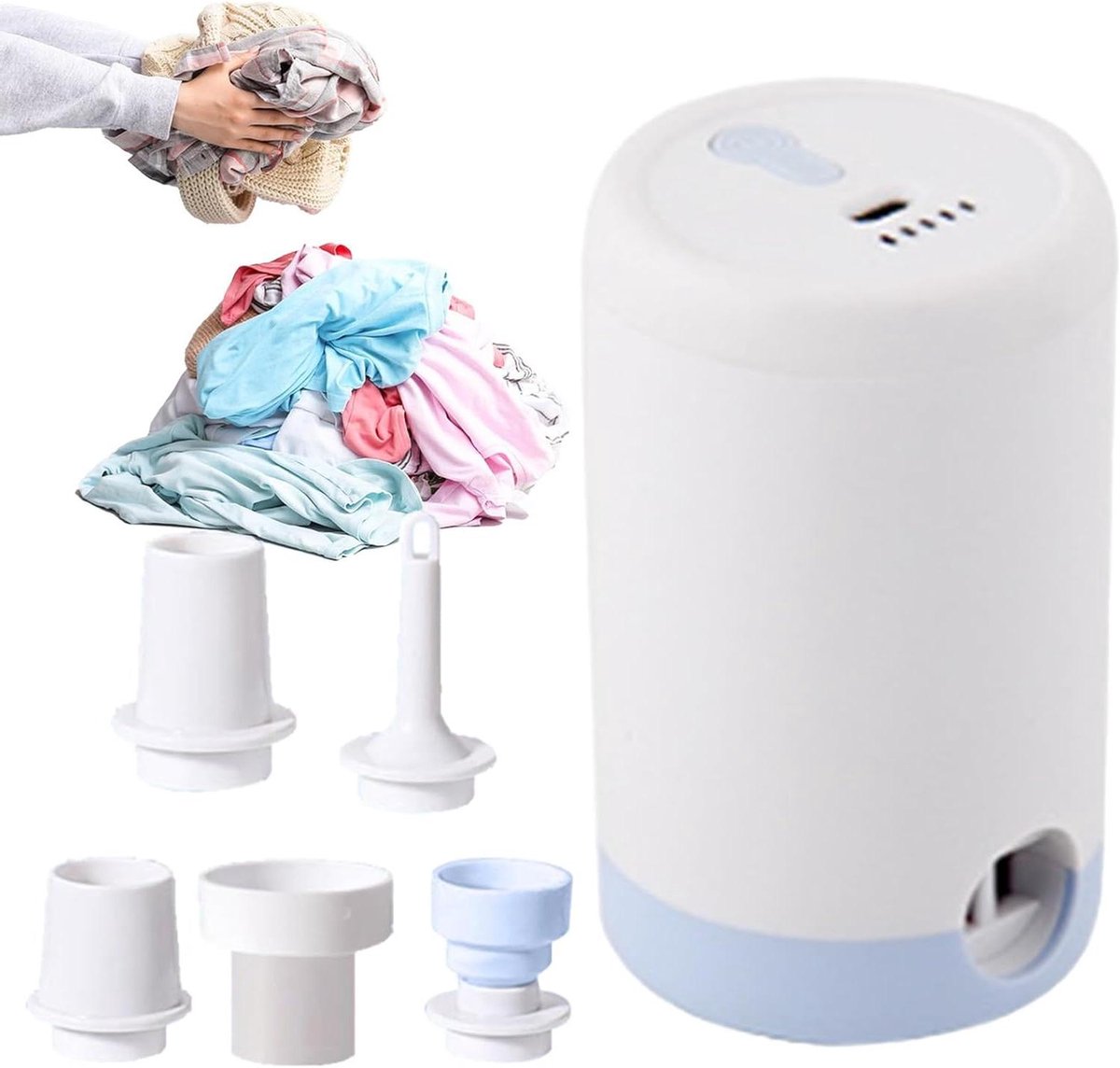 Mini Luchtpomp - Draagbare Pomp - Kamperen en Reizen - Stille Werking - 10.6 cm - Wit