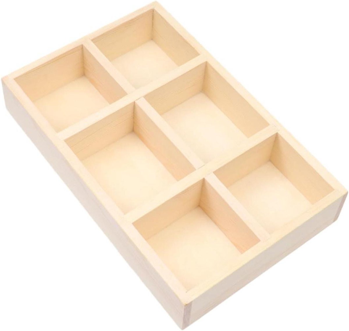 Houten Opbergkoffer - Sieraden Organizer - Sieraden Opbergen - Vierkante Vorm - 23.5 x 15 x 4 cm - Beige