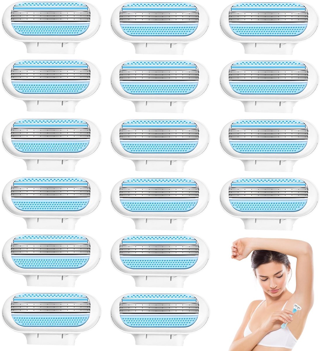 SnelShoppen - 16 Stuks Wandgu Venus Smooth Reservemesjes voor Damesscheermesjes, Navulverpakking voor Een Gladde Scheerbeurt, Geschikt voor Dames, Lan