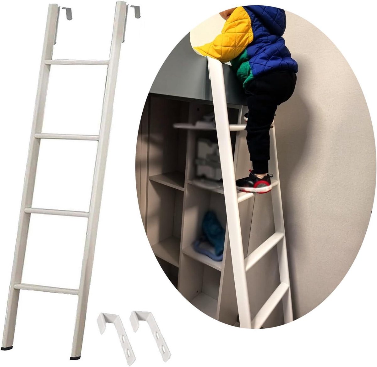 Bed Ladder - Bunk Bed Ladder - Veilig Klimmen - Afneembaar Ontwerp - 140 cm - Zwart