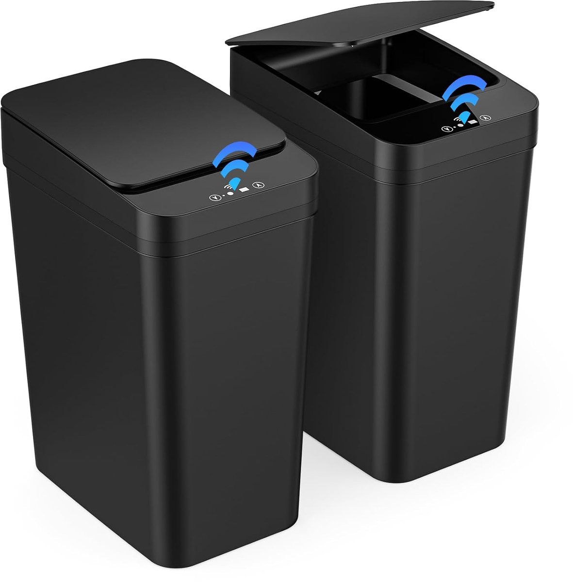 Sensorprullenbak Set van 2 - 12L - Automatisch Deksel - Waterdicht - Voor Keuken, Badkamer & Kantoor