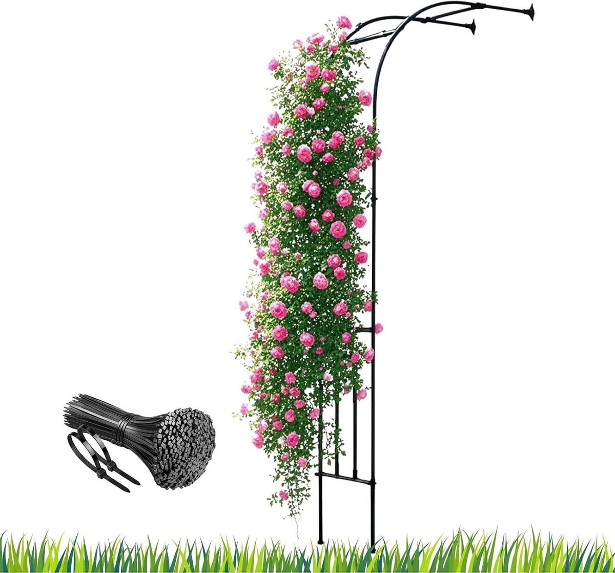 Tuinboog Klimplanten - Rozenboog Wandrek - Tuin Decoratie - Stalen Frame - 300 x 240 cm - Zwart