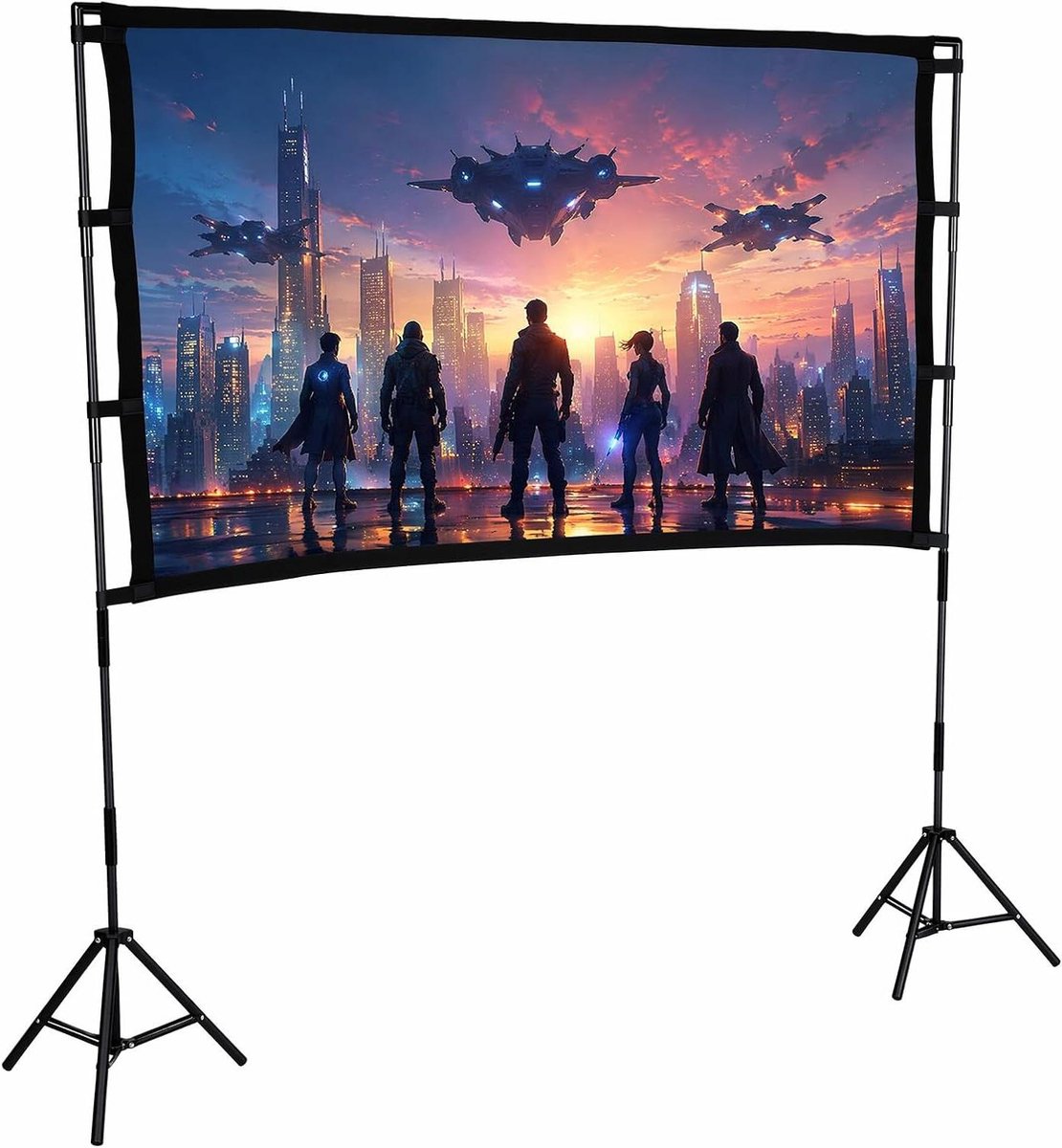 Buitenprojectiescherm - Statief Filmscherm Draagbaar - Buitenfilms Kijken - Rimpelvrij Polyester Materiaal - 84 Inch - Wit