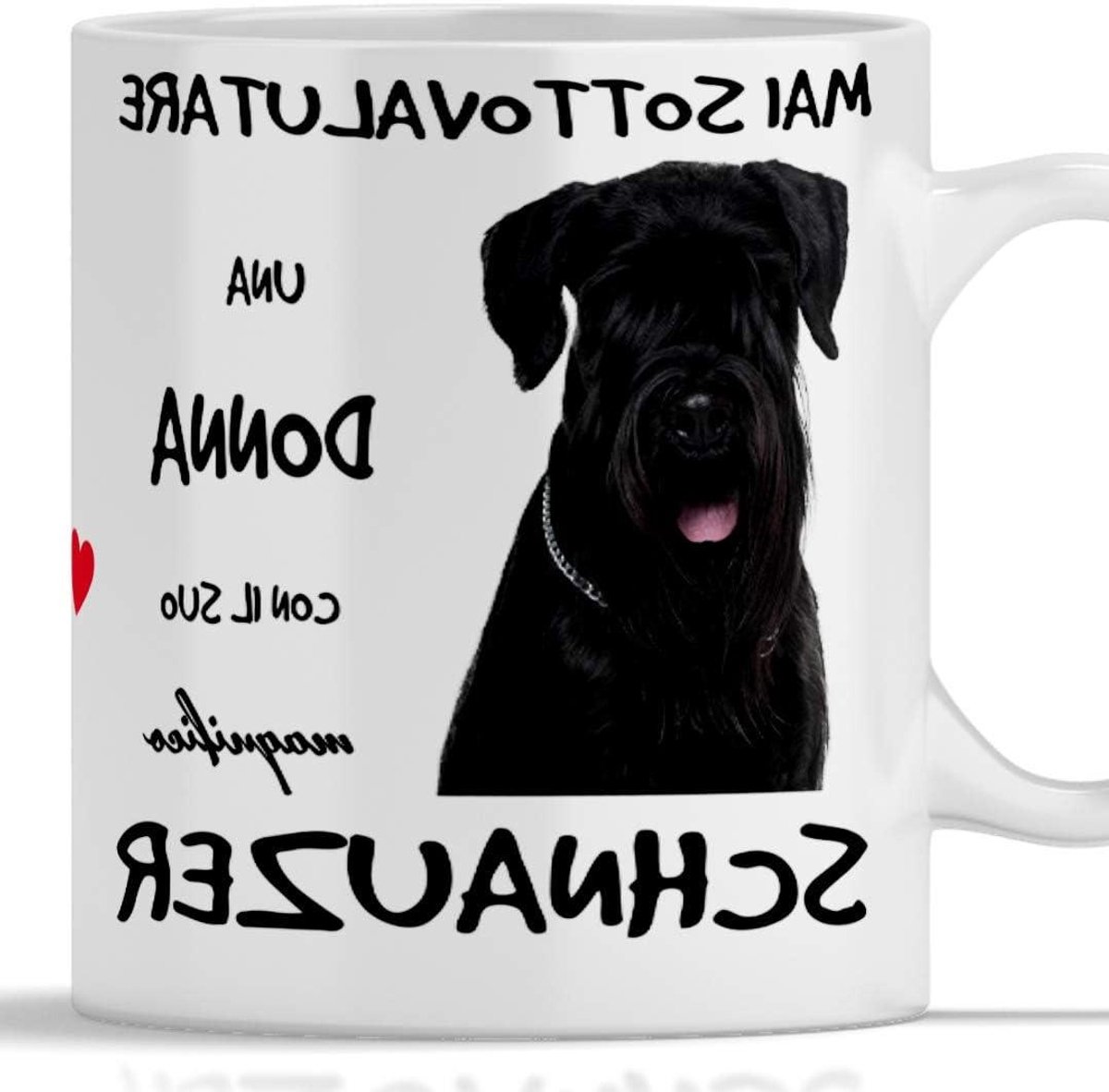 Schnauzer Mok - Hond Mok - Koffie Drinken - Bedrukt Met Hartjes - 350 ml - Wit
