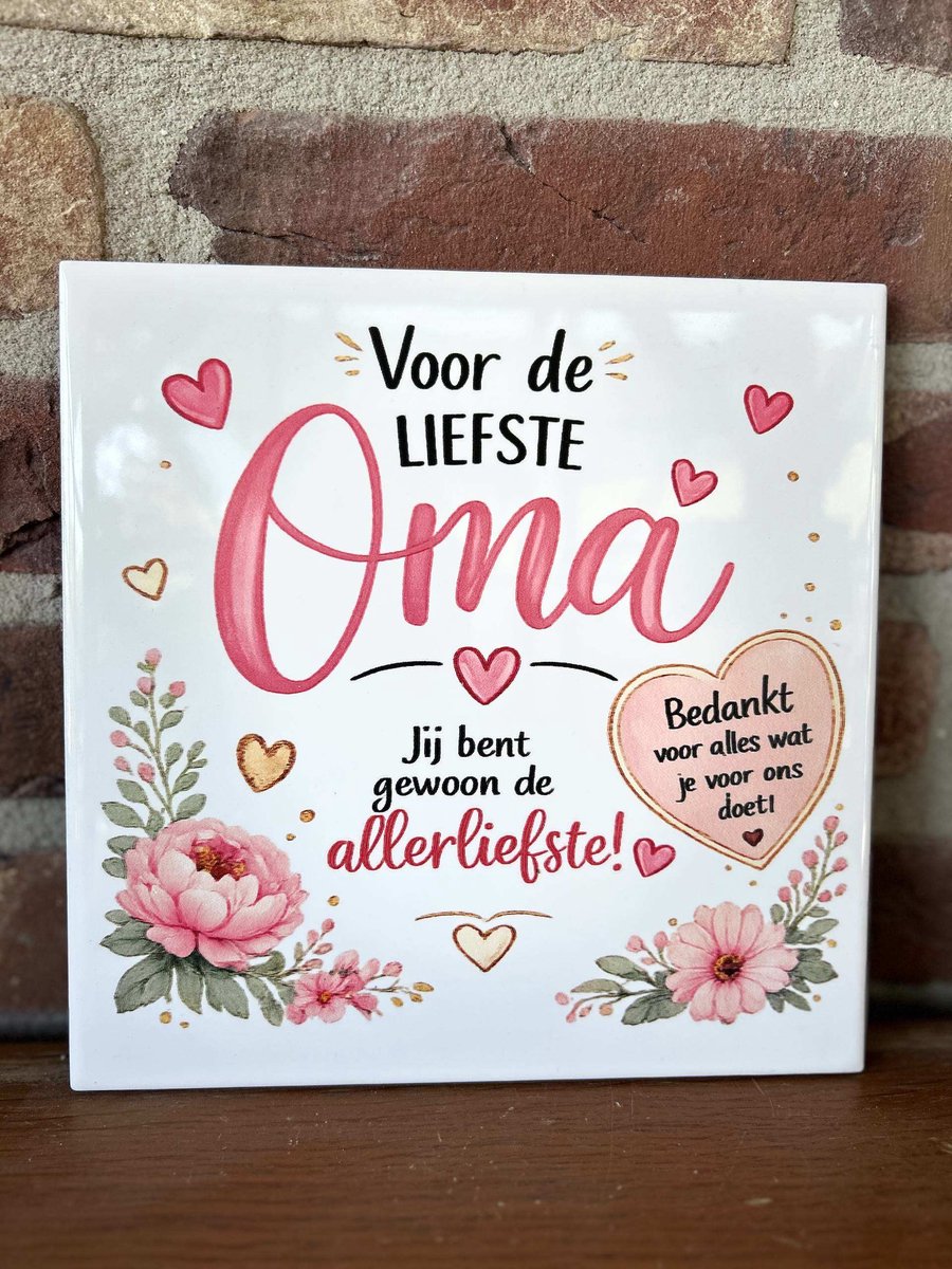 Creaties van hier Tegel - 20 cm met opdruk OMA