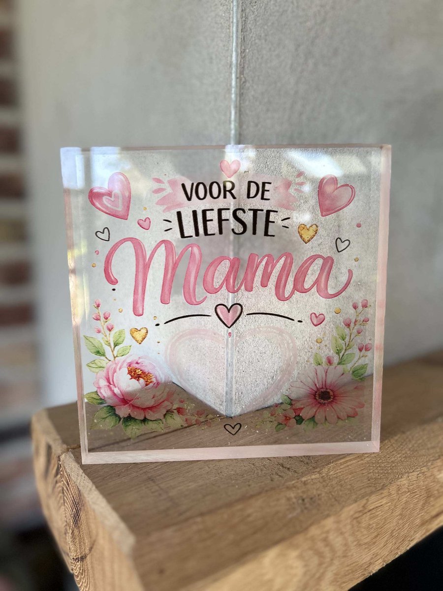Creaties van hier - Tekstblok plexiglas met opdruk MAMA