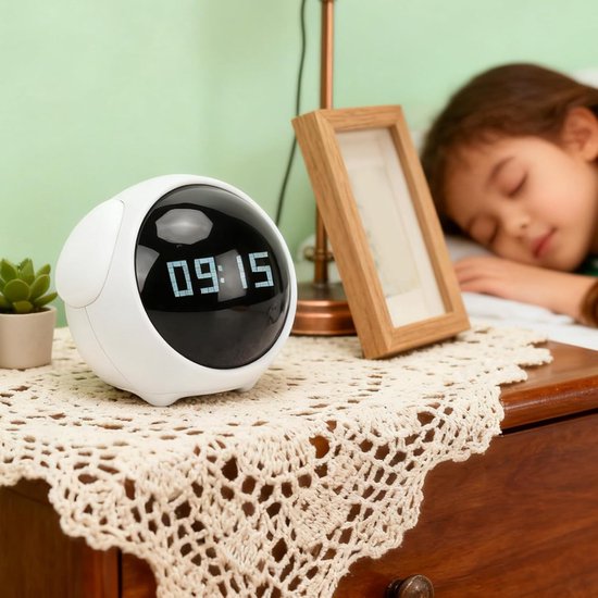 Kinderwekker Digitaal - Digitale Wekker Kinderen - Wakker Worden - Interactief Display - 110x105x93mm - Wit — afbeelding 5