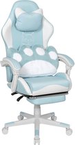 Puluomis Gamingstoel Kattenpoot - Kunstleer - Verstelbare rugleuning - Tot 150 kg - Blauw Wit