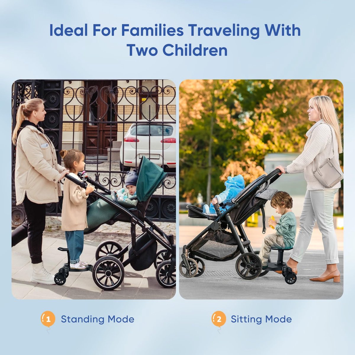 SnelShoppen - Universeel Buggyboard met Zitje en Kinderwagen-Organizertas - Compatibel met 99% Kinderwagens - Voor Kinderen van 2-6 Jaar - Belastbaar