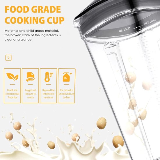 Standmixer 2026 Neu Standmixer,Mixer VitaBoost,Edelstahl Silber Glas Smoothie Maker,Milchshaker Blender 1,5 L,Eiscrusher,6-Klingen für Ice Püree van OYLCDI — afbeelding 4