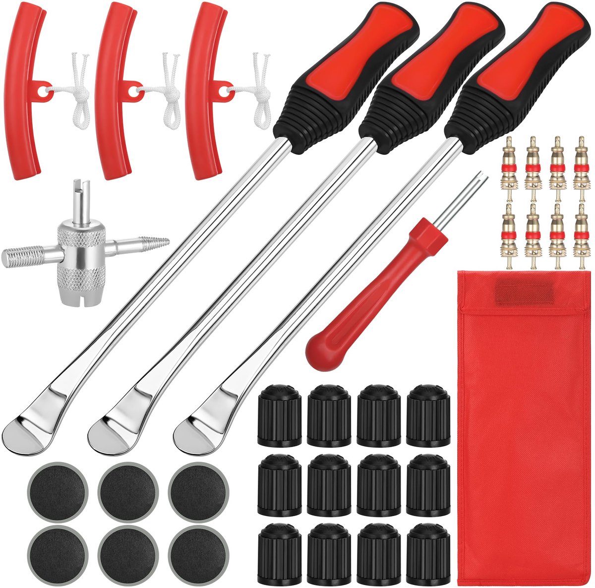 SnelShoppen - Bandenlichter Set 35 Stuks voor Motorfiets & Fiets, Inclusief 3 Velgbeschermers & 6 Bandenreparatiepatches, Eenvoudige Montage en Onderh