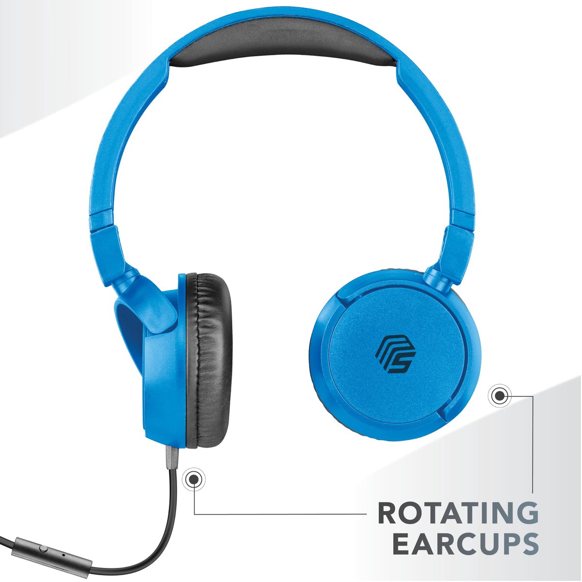 SnelShoppen - Music Sound Hoofdbandkabel Basic - Opvouwbare On-Ear Hoofdtelefoon met Kabel en Microfoon - Jack 3,5 mm - Blauw - Perfect voor Thuis, Sc