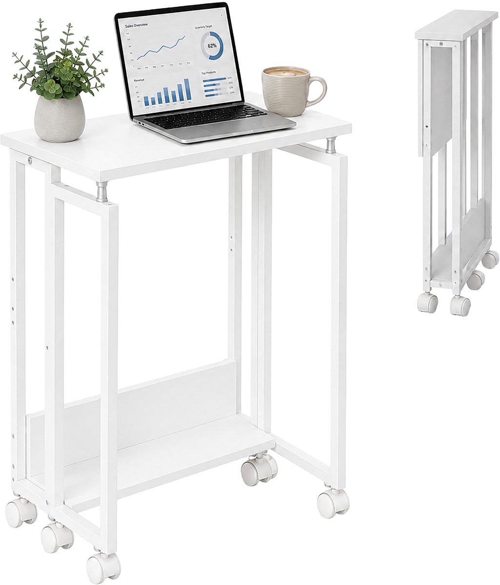 Bureau inklapbaar - met wieltjes - 60x50 cm - wit