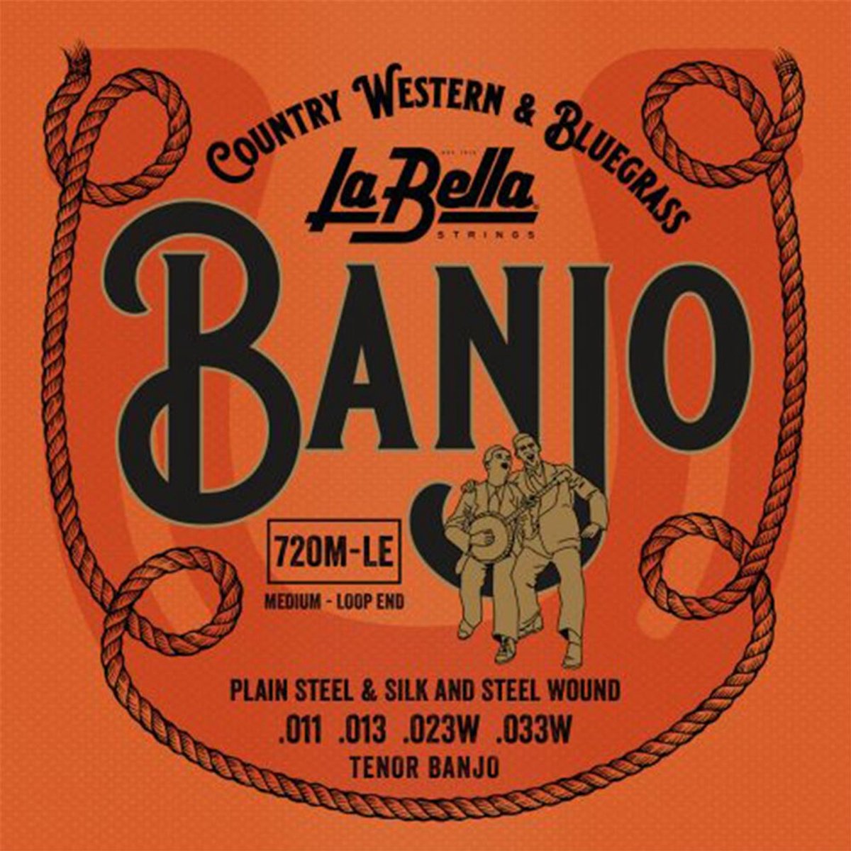 La Bella 720M-LE Silk&Steel Snarenset voor Tenor Banjo (11-33) met Lus-Einde