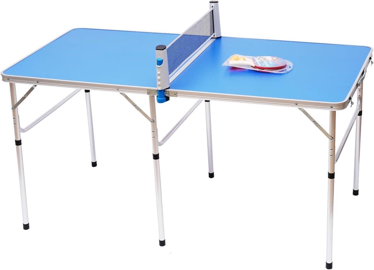 Tafeltennistafel Inklapbaar - Mini Tafeltennis - Binnen Spelen - Stabiel Met 6 Poten - 152 x 76 x 76 cm