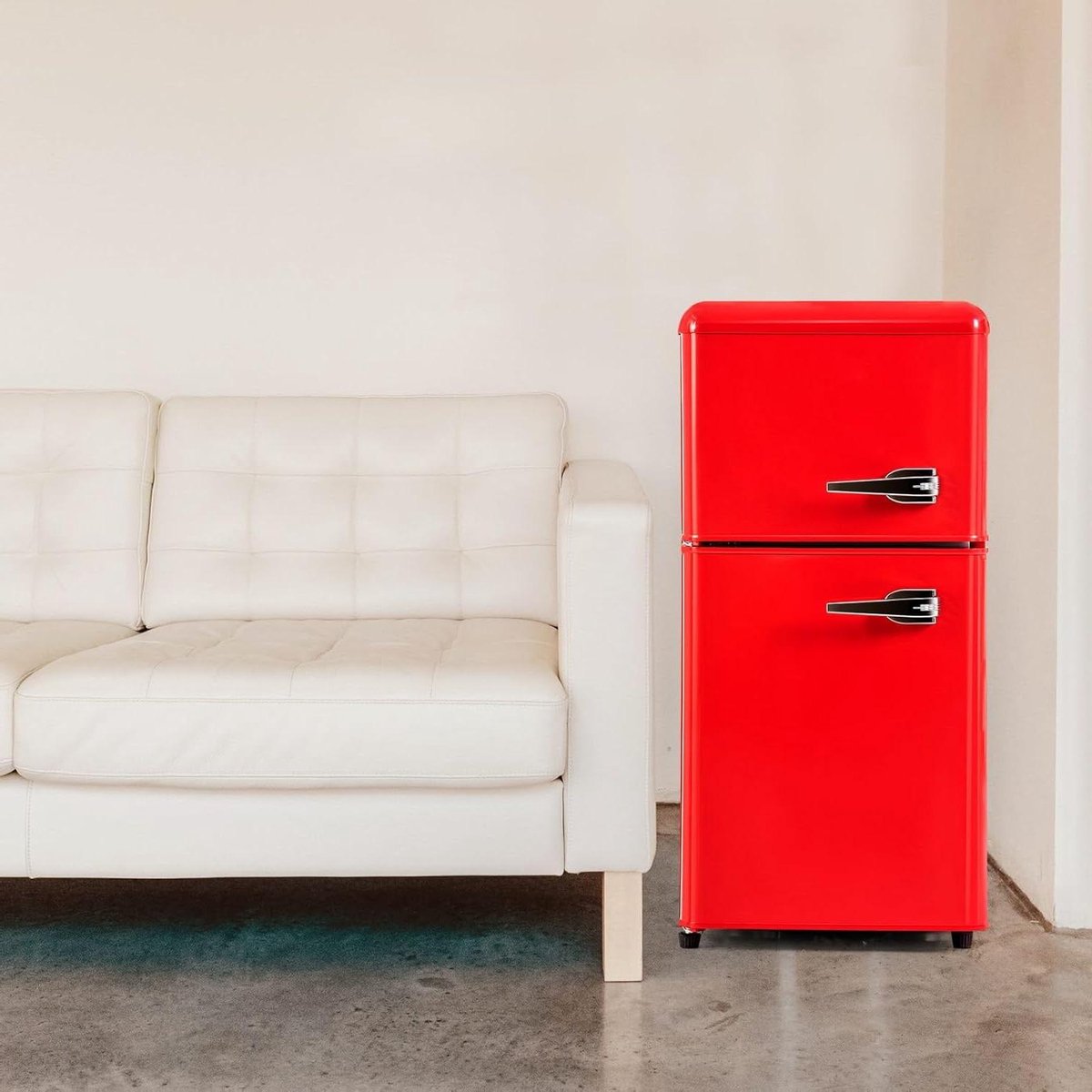 Compacte Koelkast - Kleine Koelkast Vriezer - Keuken Organisatie - Dubbele Deur - 60 Liter - Rood